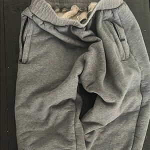 Soft Gray Sherpa-Lined Sweatpants